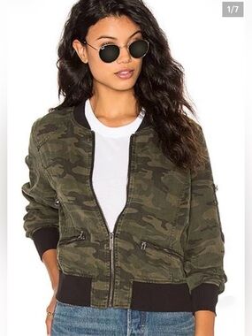 Dear John Camo Bomber Jacket - Green Size XS